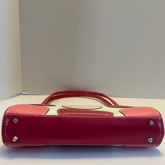 Pink Polka Dot Purse W/Checkered Pink& White Lining Canvas & Faux Leather Cute - Picture 6 of 15